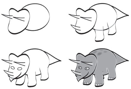 440x299 How To Draw A Triceratops For Kids Fox Grid Copy Dl