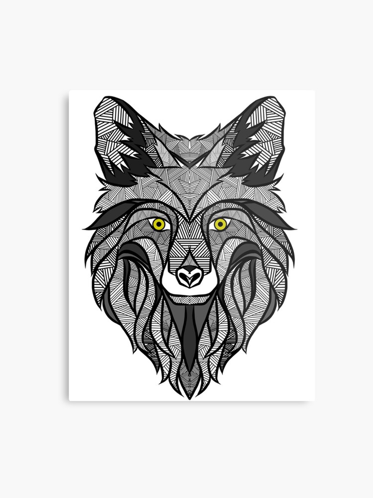 750x1000 Geometric Fox Head Metal Print