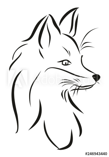 348x500 Sketch Of Fox Head