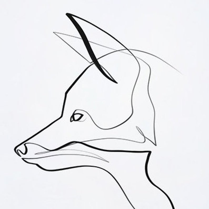 794x794 Minimal Fox Art Digital Download Printable Fox Fox Wall Etsy