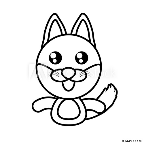 500x500 Fox Animal Toy Outline Vector Illustration