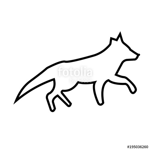 500x500 Running Fox Silhouette Outline On White Background Stock Image
