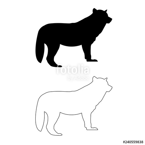 500x500 dog silhouette vector icon, fox icon vector outline set stock