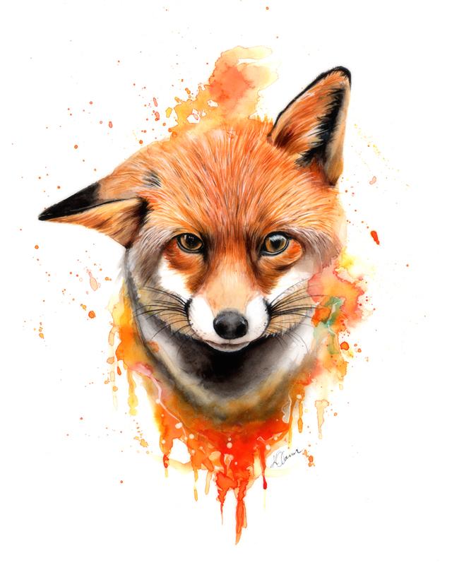 640x800 Fox, Watercolour Pencil, Art