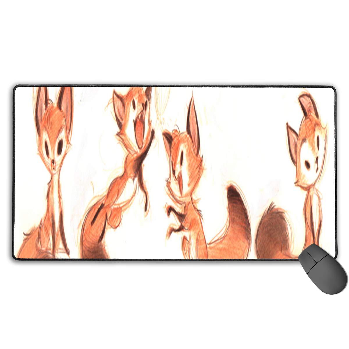 1200x1200 Large Mouse Pad Cute Fox Pencil Art Drawing Non Slip