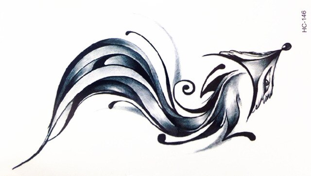 640x362 Black Small Fox Tattoo Body Art Beauty Makeup Waterproof Temporary