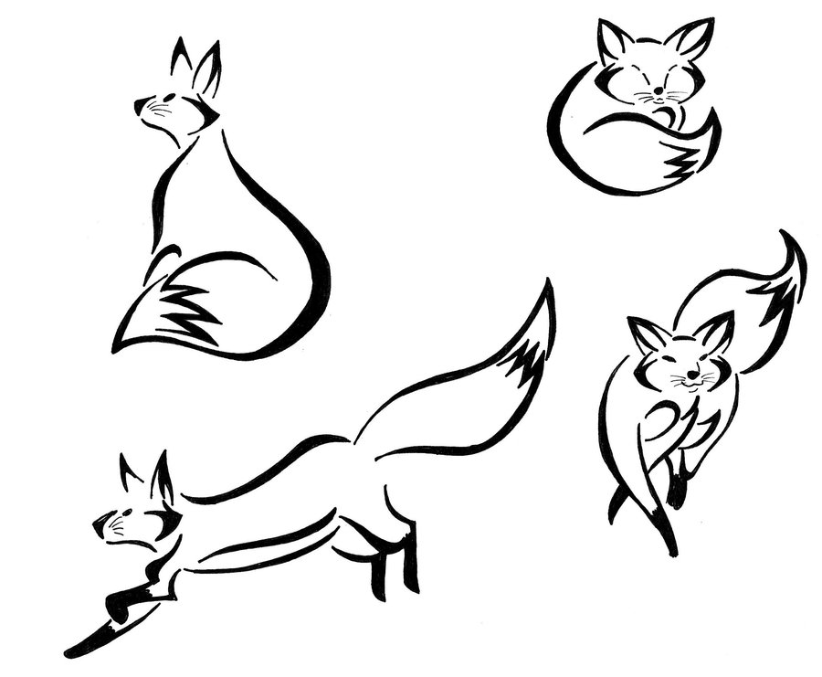 900x741 Lineart Tattoo Fox For Free Download