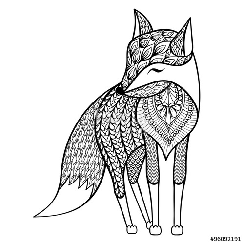 500x500 Zentangle Vector Fox, Tattoo In Hipster Style Ornamental Tribal