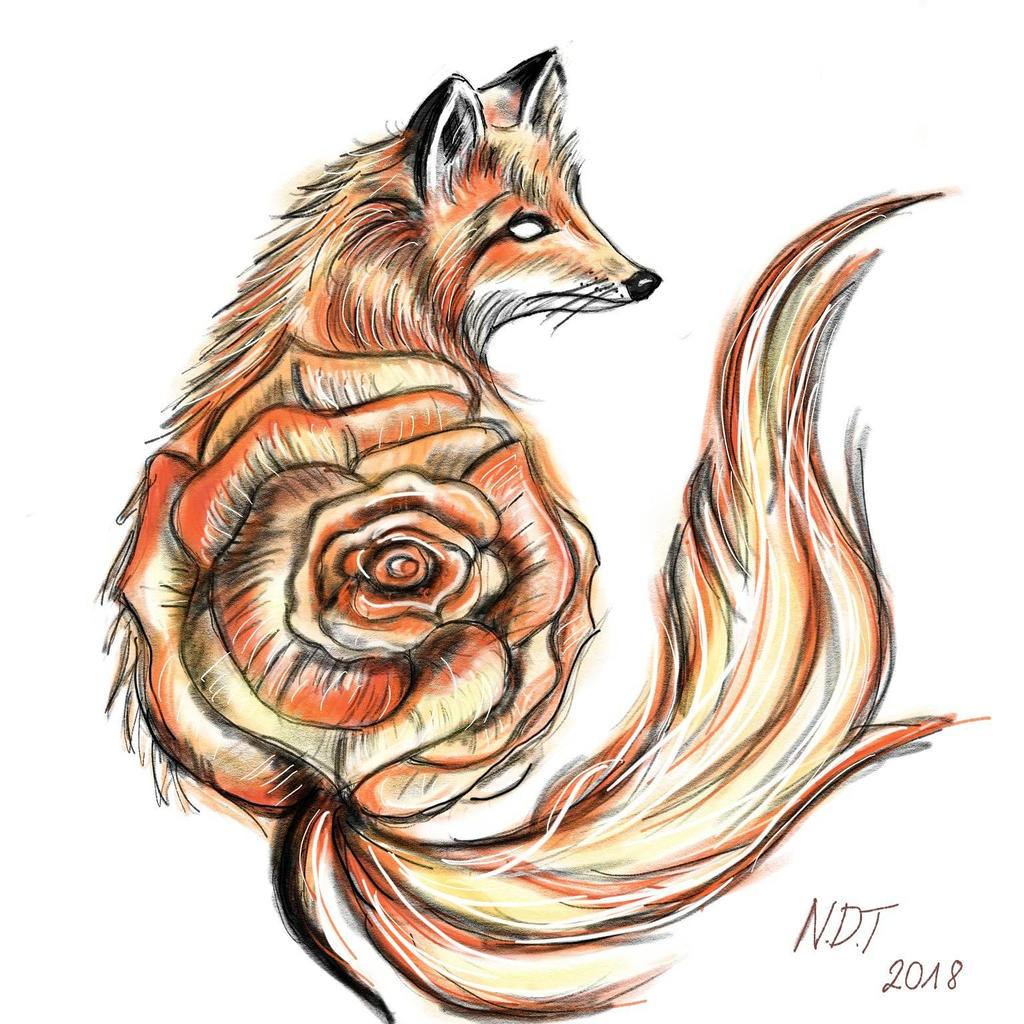 1024x1024 Fox Tattoo Sketch