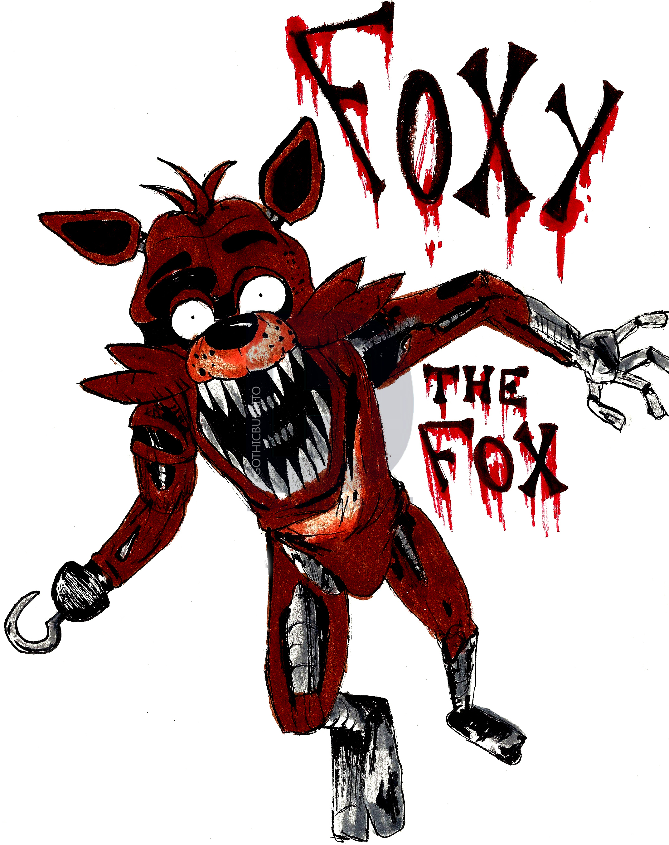 2145x2711 Foxy The Fox From Five Night At Freddies Drawing