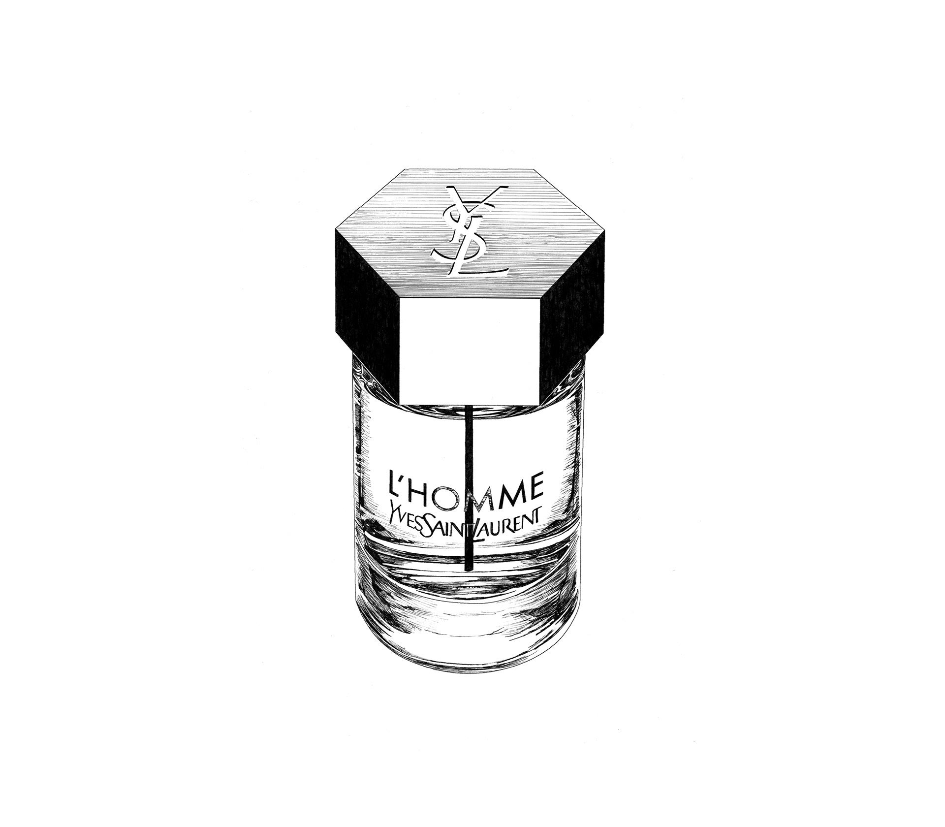 1920x1680 fine line pen drawing of the fragrance l'homme