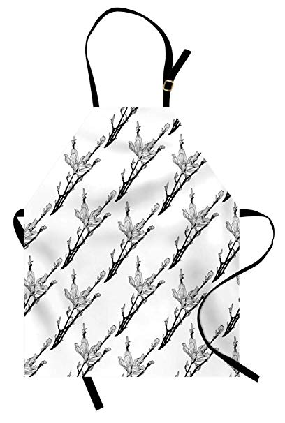 408x606 ambesonne flower apron, hand drawn magnolia blooms