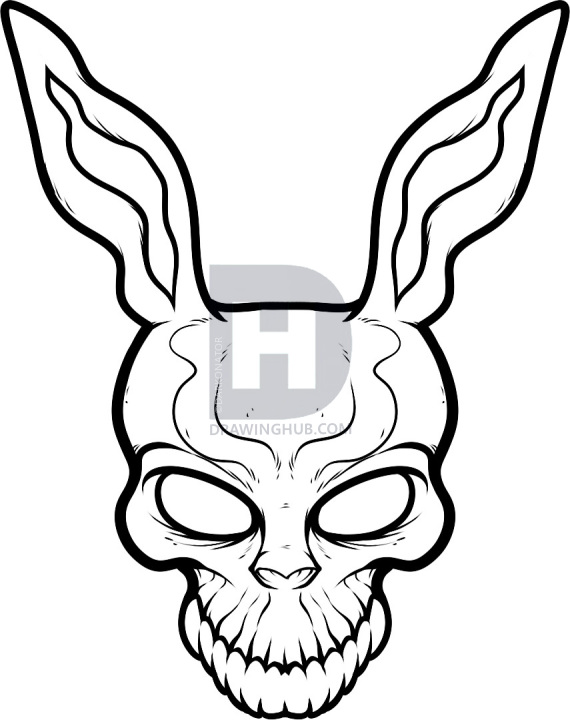 570x720 How To Draw Frank The Rabbit, Donnie Darko, Step
