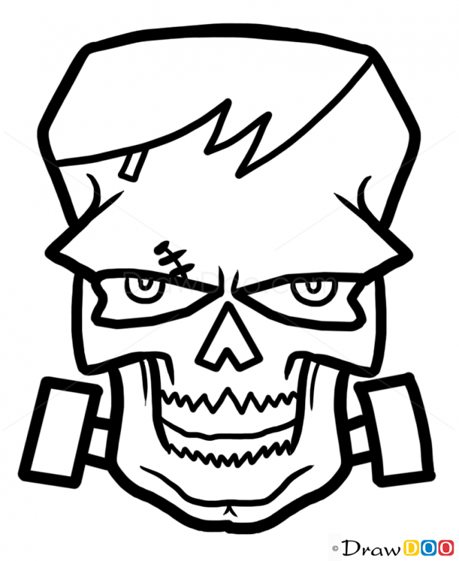 Frankenstein Face Drawing