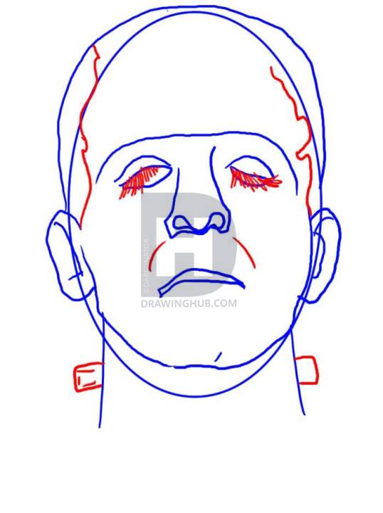 538x720 How To Draw Frankenstein, Step