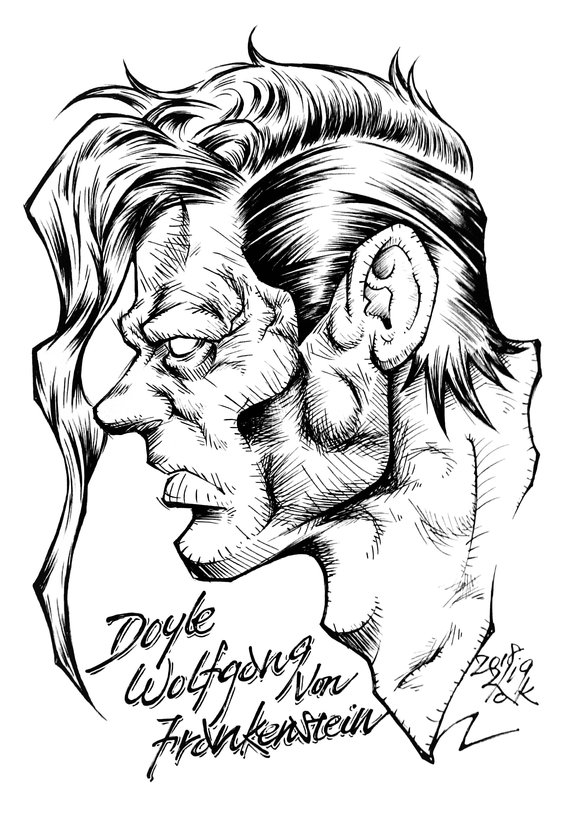 Frankenstein Face Drawing Free download on ClipArtMag