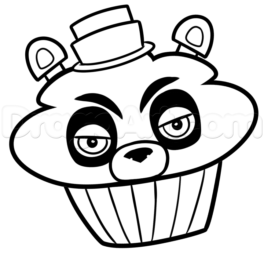 864x832 Draw Cupcake Freddy, Step