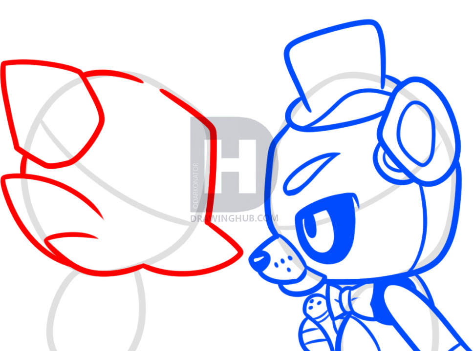 970x720 How To Draw Freddy Fazbear Vs Foxy The Fox, Step