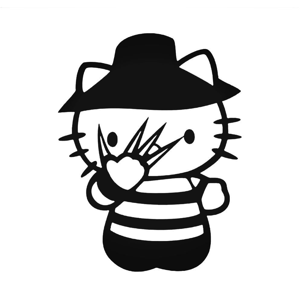 1000x1000 Hello Kitty Freddy Krueger Vinyl Decal Sticker