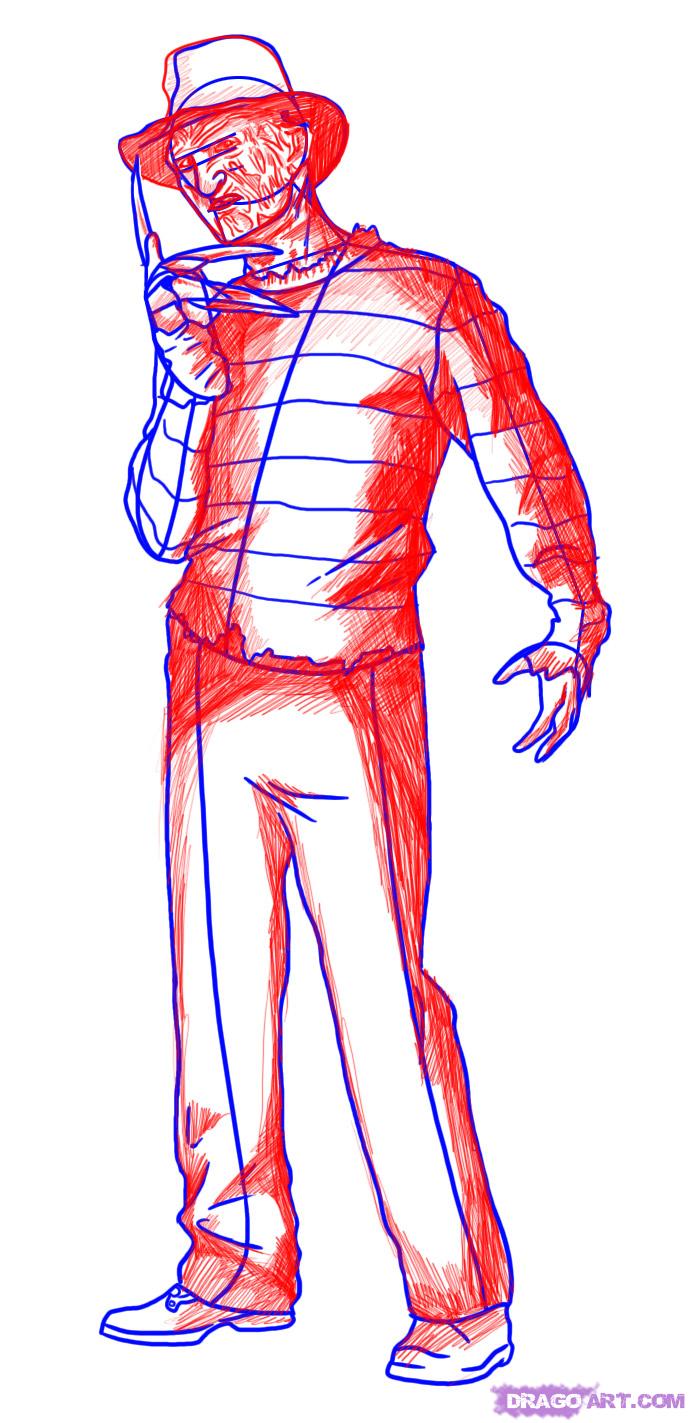 690x1423 Draw Freddy Krueger, Step