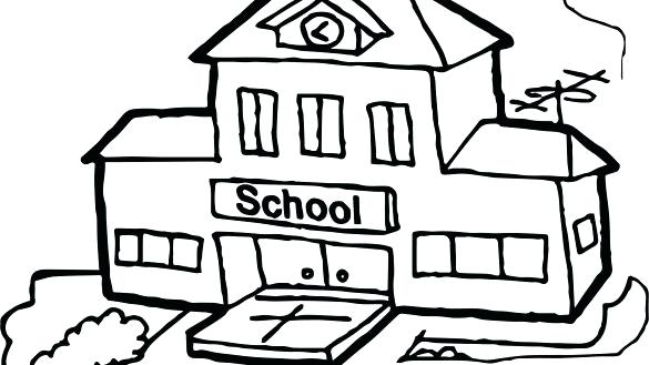 585x329 School Building Coloring Pages Fancy Design School Building