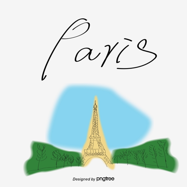 640x640 Vector Drawing Building And Eiffel Tower, Drawing Architecture