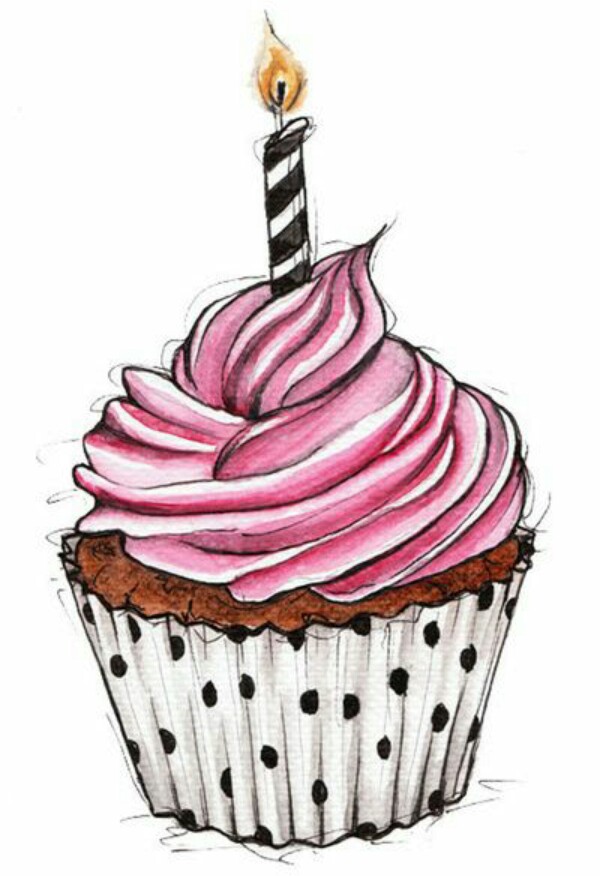 600x876 Drawn Cupcake Candle Drawing