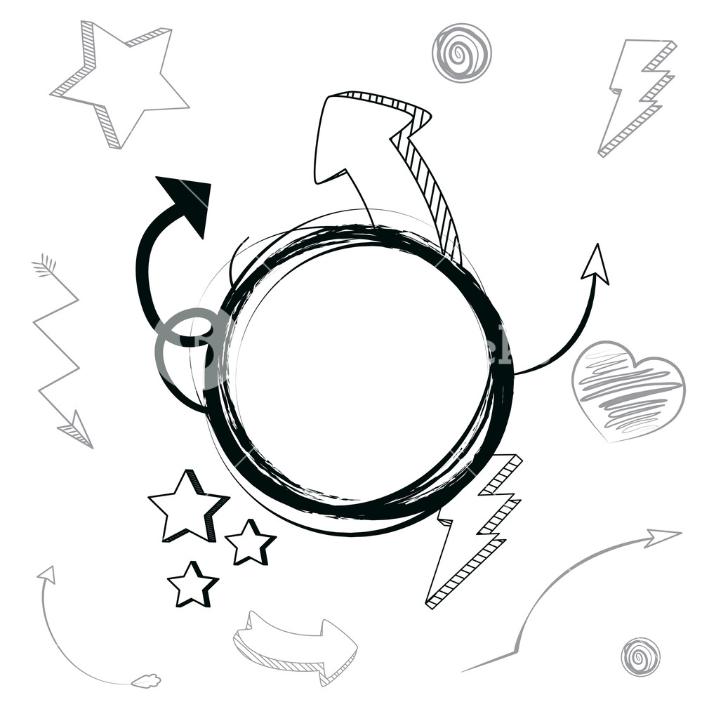 1000x1000 Hand Draw Circle And Arrows Vector Illustration Graphic Design