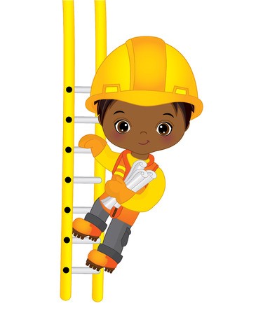 375x450 Vector Cute Little African American Boy Climbing Up The Ladder
