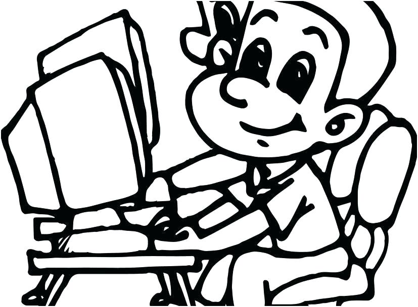 827x609 Coloring On The Computer Computer Mouse Coloring