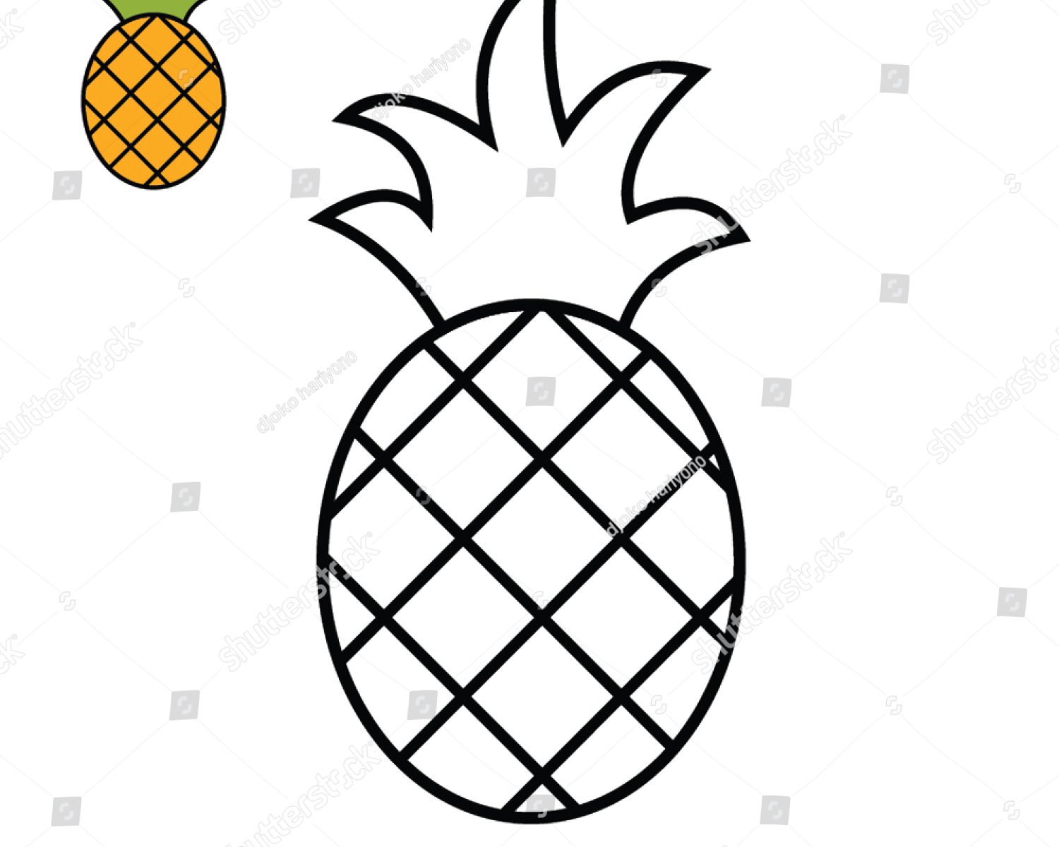 1500x1200 How To Draw Pineapple For Kids Drawing Tutorial Ripe Stock Vector