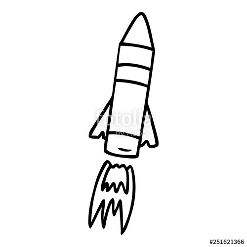 500x500 Line Drawing Doodle Of A Space Rocket Stock Image And Royalty