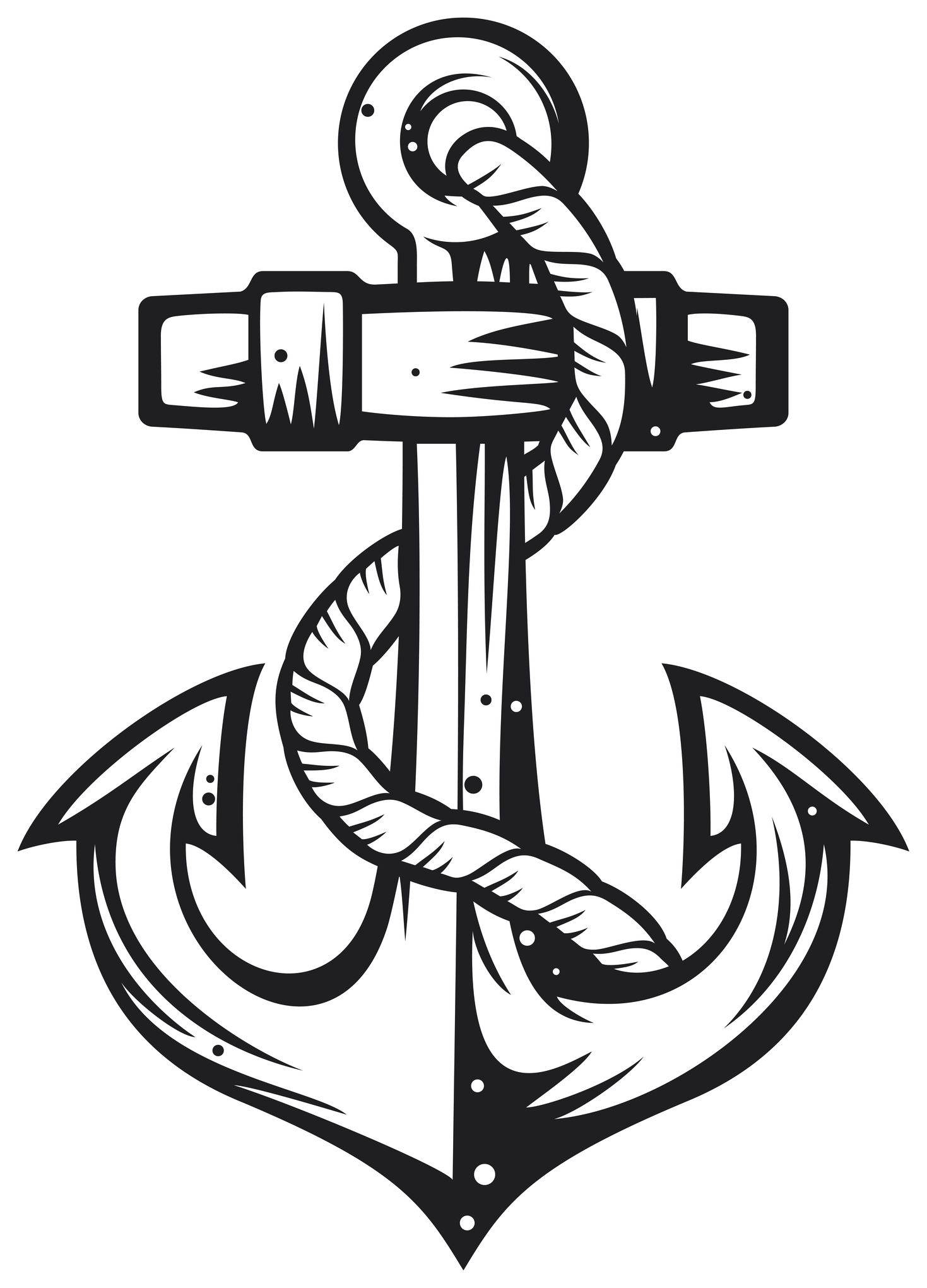 1469x2040 Anchor Tattoos Clipart Line Drawing