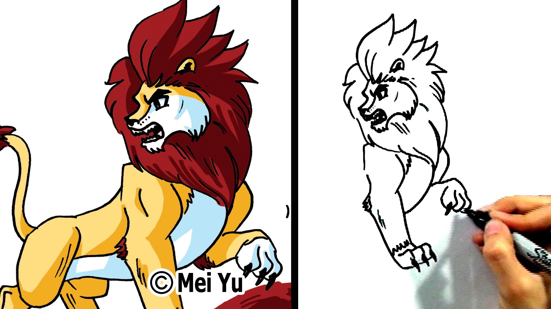 1920x1080 How To Draw A Lion How To Draw Animals Drawing Videos