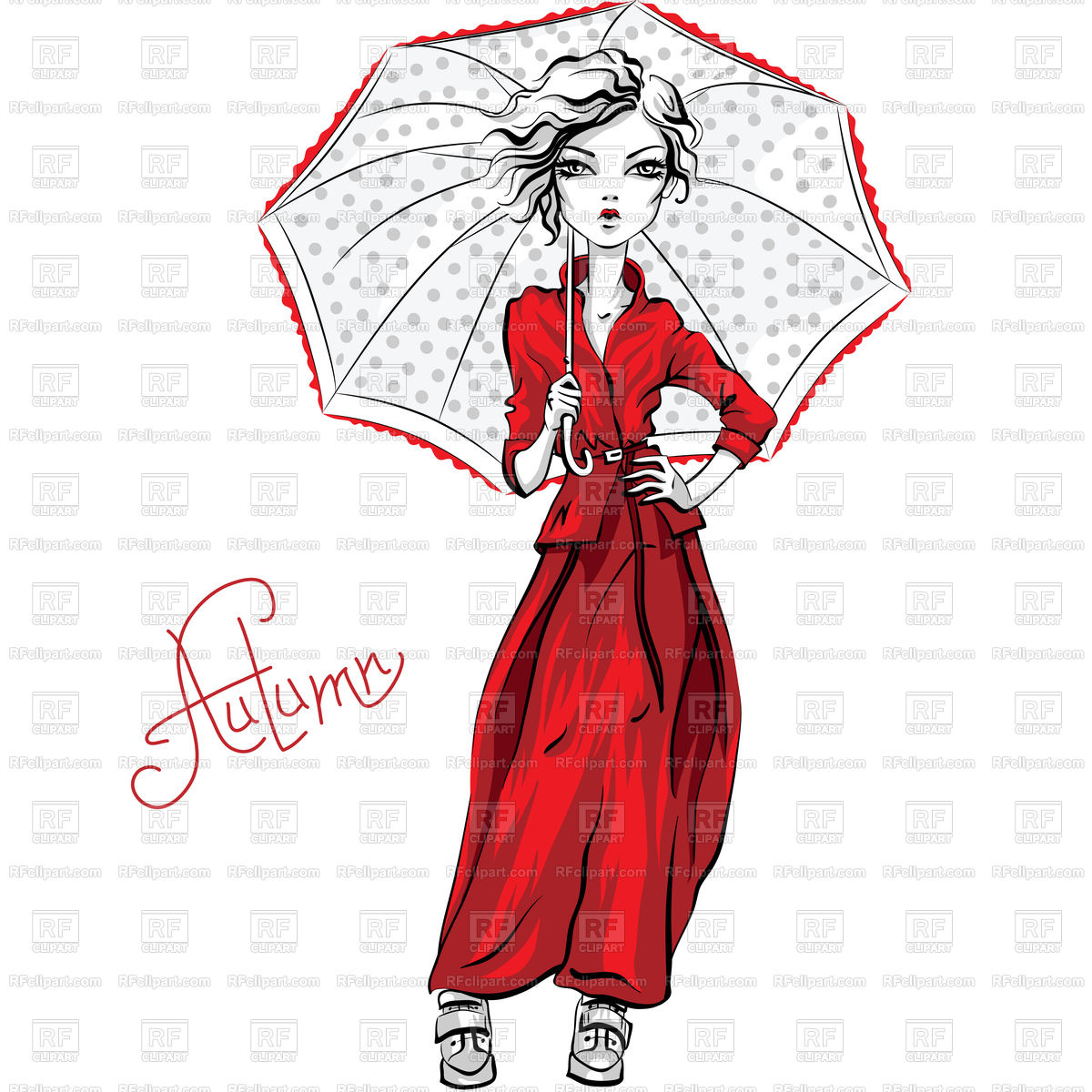 1200x1200 Fashion Hipster Girl With Umbrella Vector Image Of Beauty, Fashion