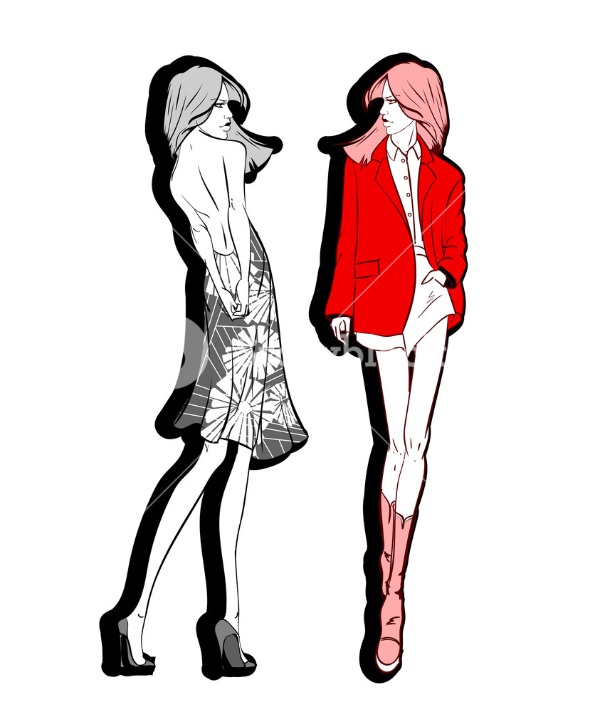 843x1000 fashion illustration stylish fashion models fashion girls set