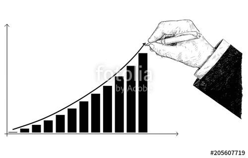 500x320 Cartoon Conceptual Illustration Of Hand Drawing Histogram