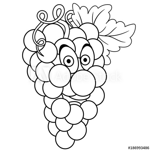 500x500 Coloring Book Coloring Page Cartoon Grapes Character Happy
