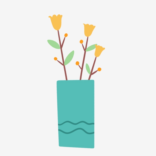640x640 hand drawn cute yellow flowers in vase, nature, hand drawn
