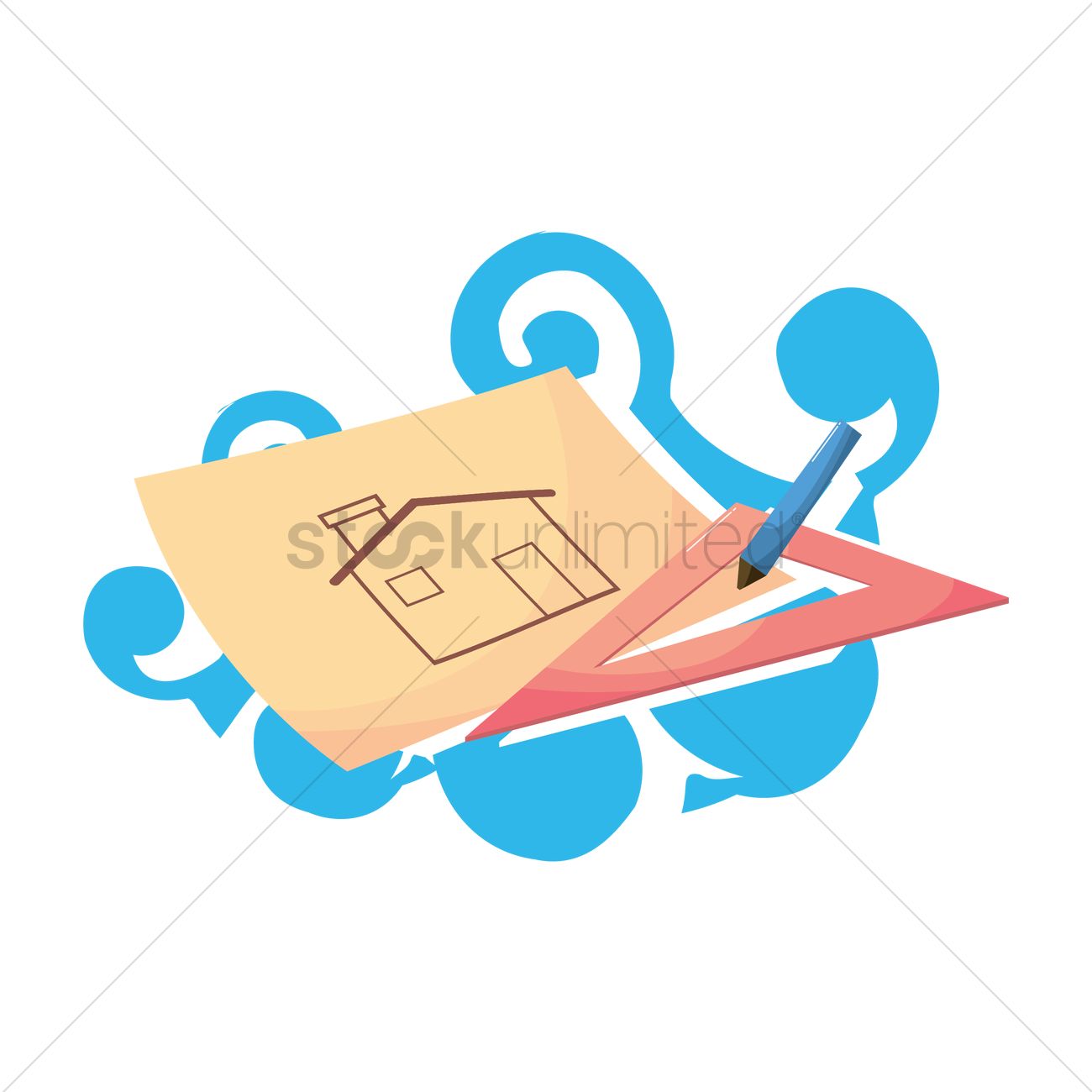 1300x1300 Free House Drawing On Paper Vector Image
