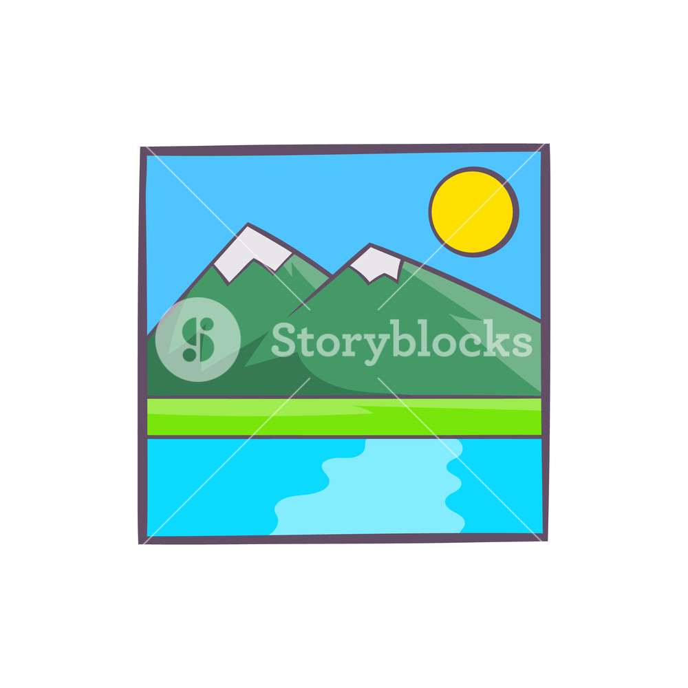 1000x1000 Drawing Mountain Landscape Icon In Cartoon Style Isolated On White