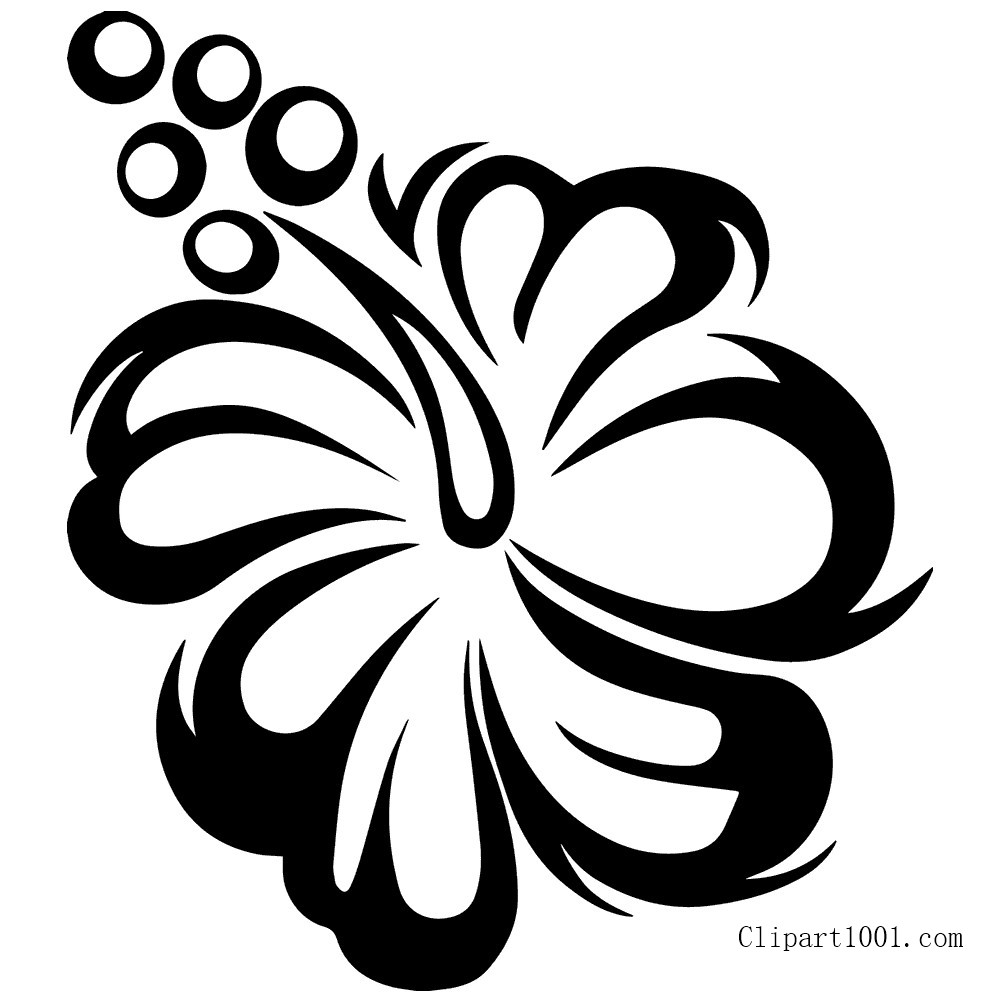 1000x1000 Hawaiian Flower Clipart Black And White Drawing