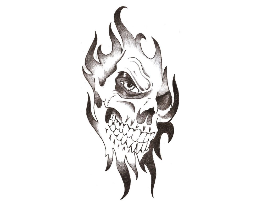 1024x768 Top Skull Tattoo Drawings Free On Shading Tattoo Design