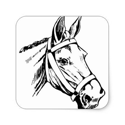 422x422 Horse Drawing Head Square Sticker