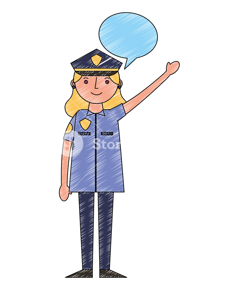 800x1000 Woman Police Officer In Uniform Character Speech Bubble Vector
