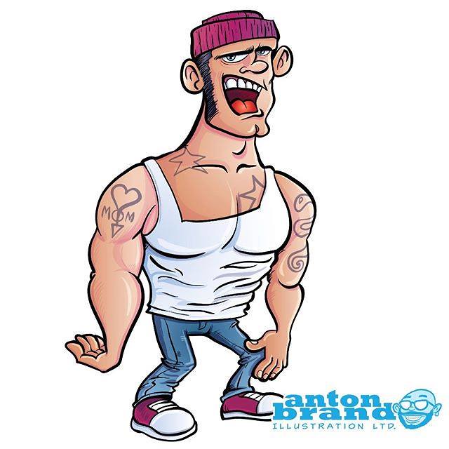 640x640 Cartoon Muscled Man With Tattoos And Wearing