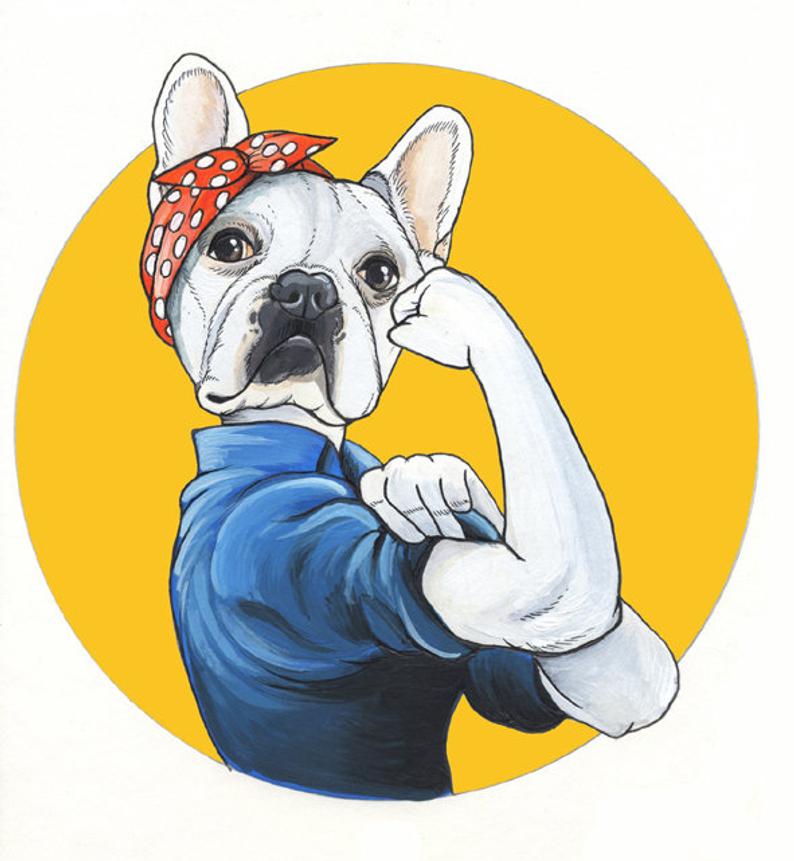 794x861 Original French Bulldog Drawing We Can Do It
