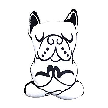 355x355 French Bulldog Yoga Meditation White Cushion Pillow