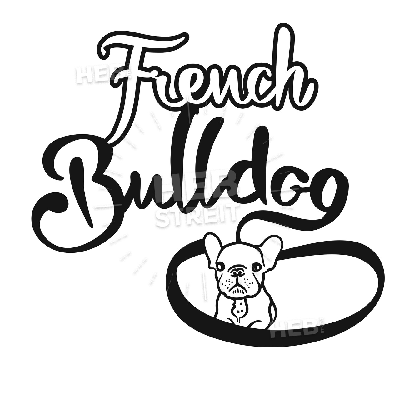 1280x1280 french bulldog hand drawn lettering logo hebstreits sketches