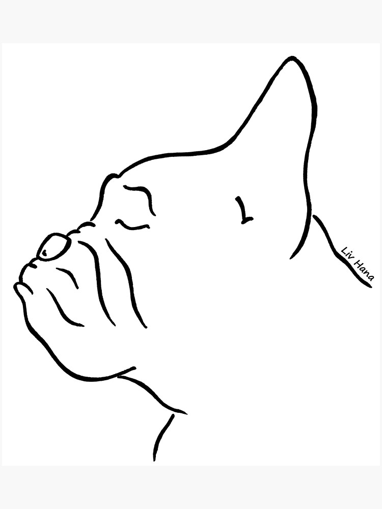 750x1000 French Bulldog Silhouette Outline Photographic Print